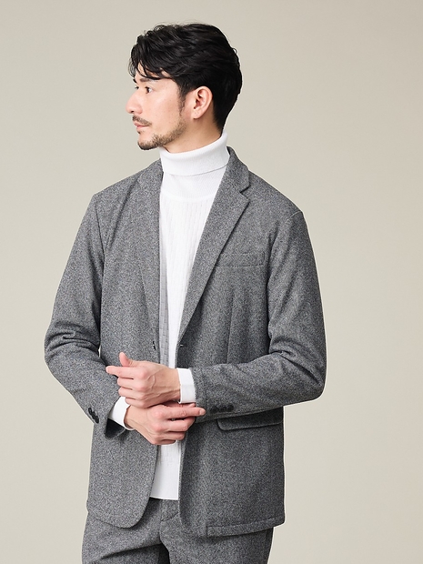 セットアップ対応】ヘリンボーン ジャガード ニットジャケット - Stock 